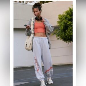 FP Movement by Free People Gray Joggers with Orange Accents